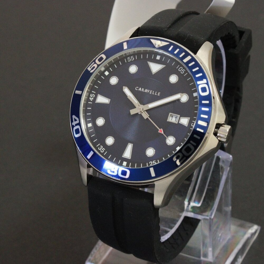 Caravelle Men's Sport Watch By Bulova Sunburst Dial Silicone Strap 42mm - Picture 4 of 13